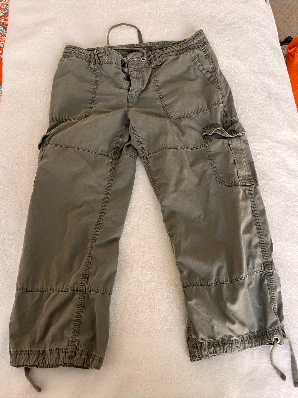 Liz Claiborne Olive Green Cargo Pants with Drawstring Hems